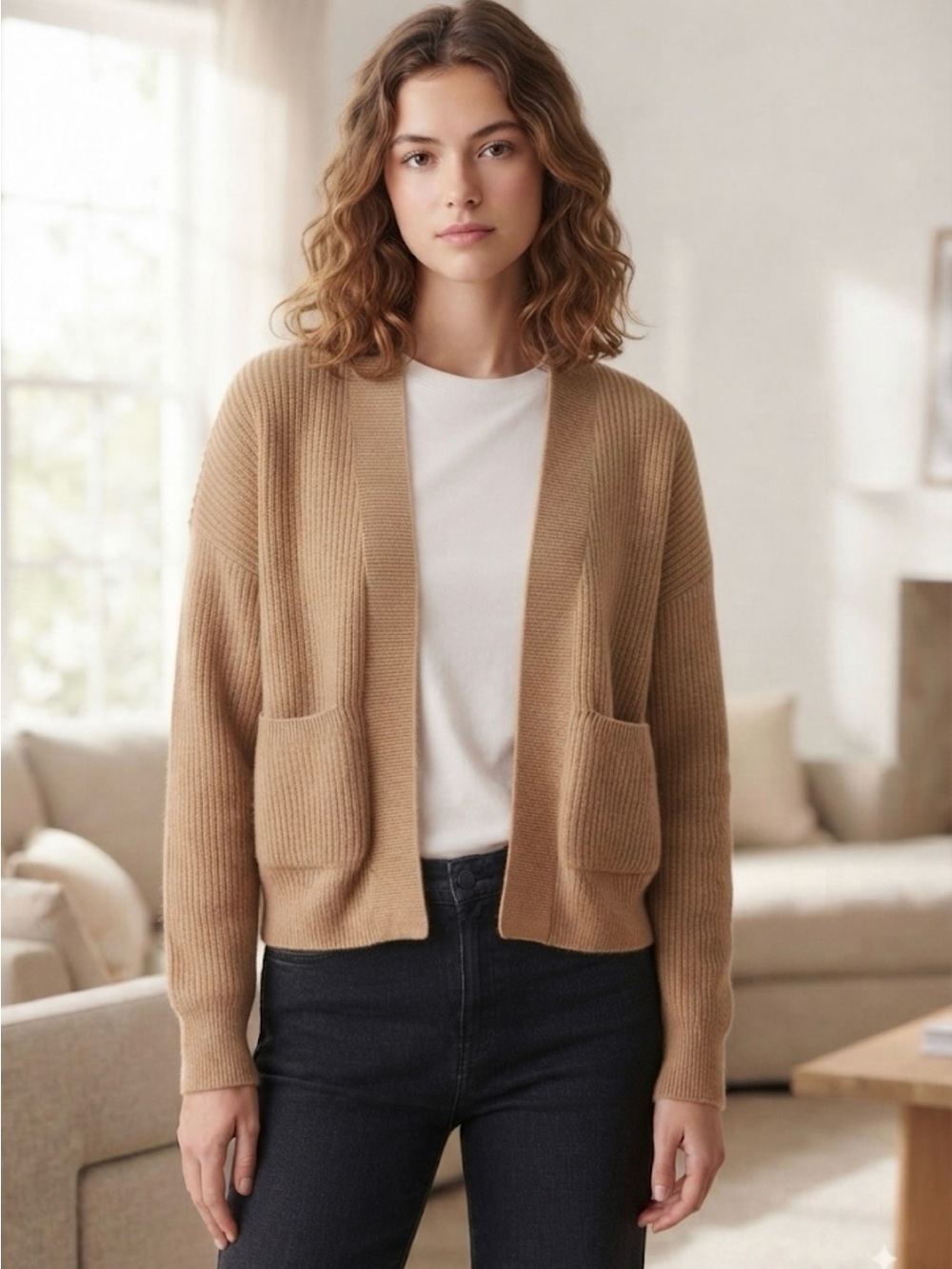 RW&CO. Modern Casual Ribbed Knit Open-Front Cardigan Size S